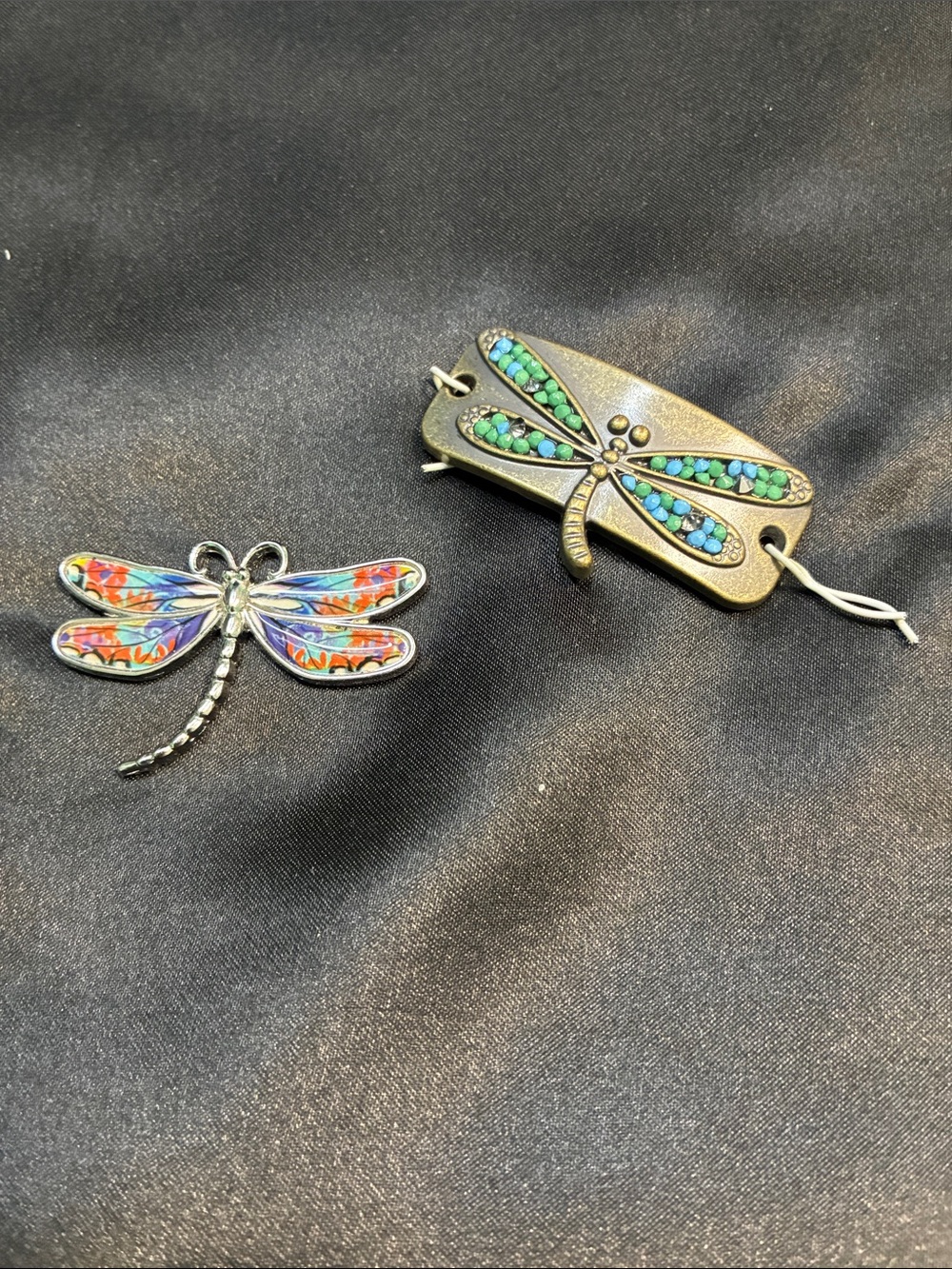 Dragonfly Bracelet Connector and Enamel Dragonfly Charm - Green and Multicolor